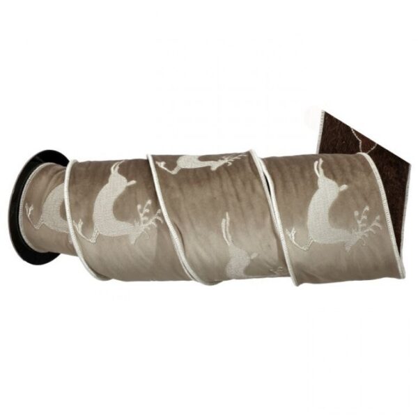 4"X5Y SUEDE/VELVET PRANCING DEER RIBBON
