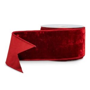 RAZ Deep Red Velvet Wired Ribbon | 4" X 10 Yds