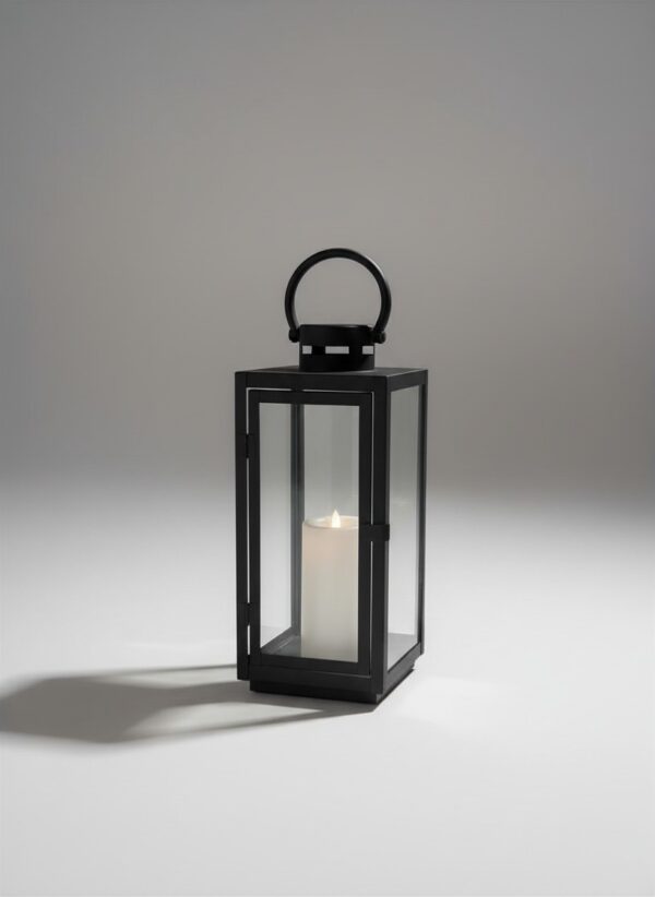 15" Luxe Matte Black Architectural Lantern